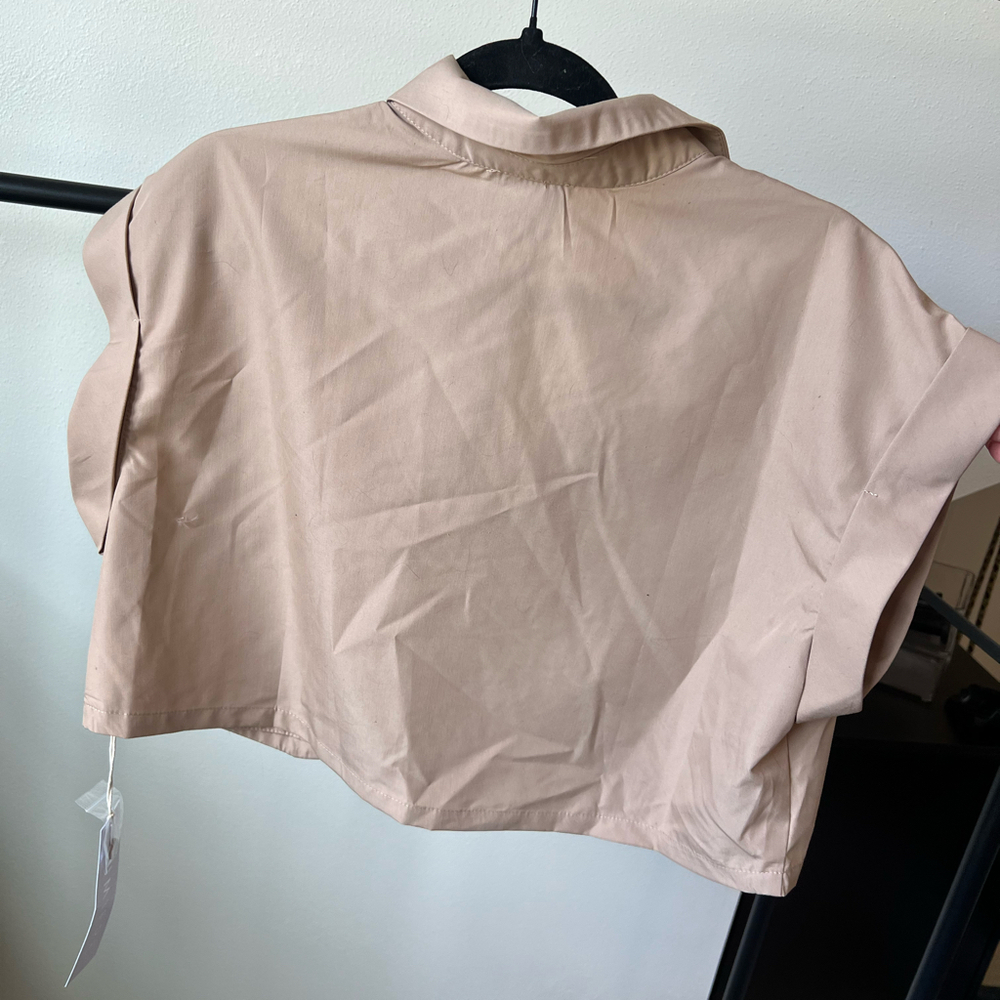 Cropped khaki button-down - Picture 3 of 3